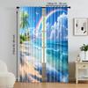 2 pcs   versatile polyester transparent curtains for home decoration Tropical Beach Palm Tree for use in bedrooms and living