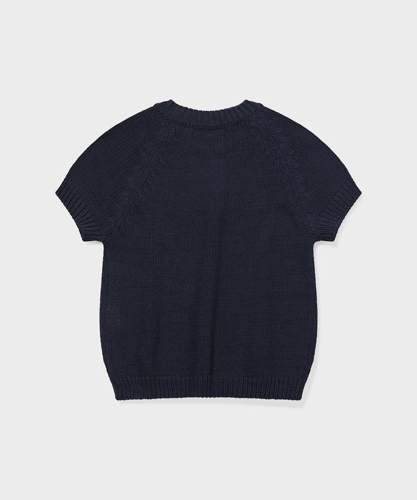 Geulleondeun Plump Short-Sleeve Knit Sweater (Ink Navy)