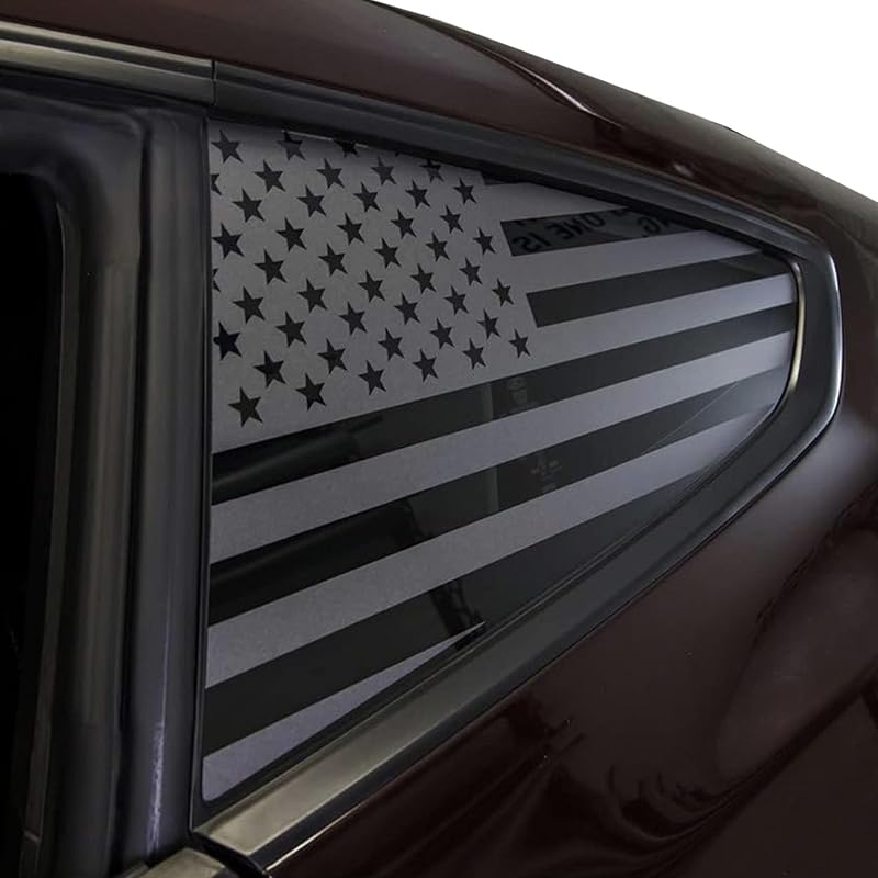 2PCS Rear Window American Flag Decals For Car SUV Trucks, Universal Back Side Window USA Flag Vinyl Sticker, Comes With Tallation Tools, Matte Black 29 x 16 inch