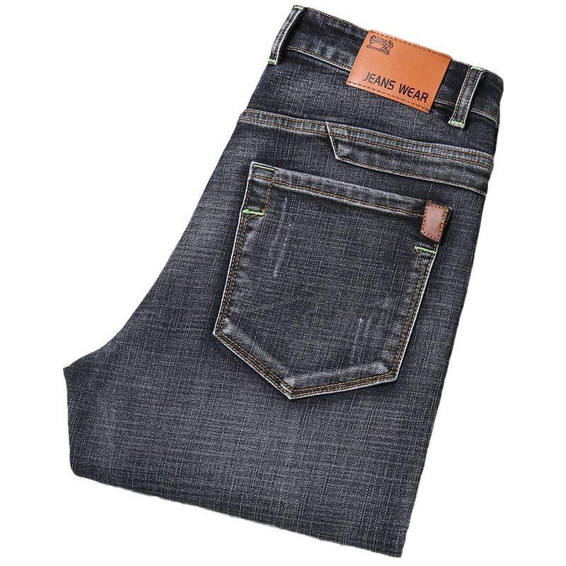 New Men's Autumn/Winter Stretch Jeans: Versatile, Thickened Denim Trousers for Business and Casual Wear.