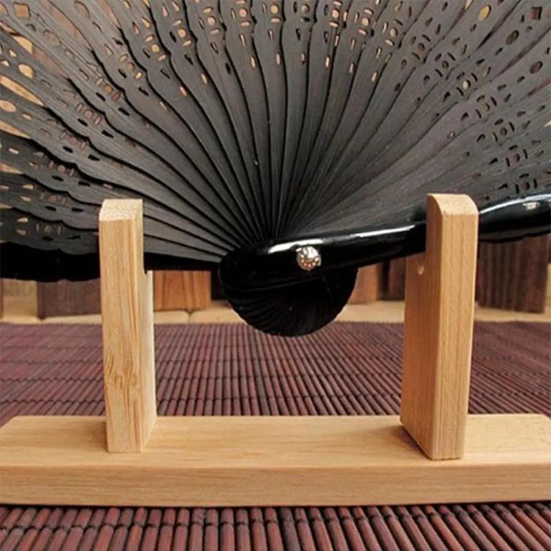 Chinese Durable Base Bamboo Folding Hand Fan Display Stand Folding Hand Fan Stand Display Holder Home Decoration