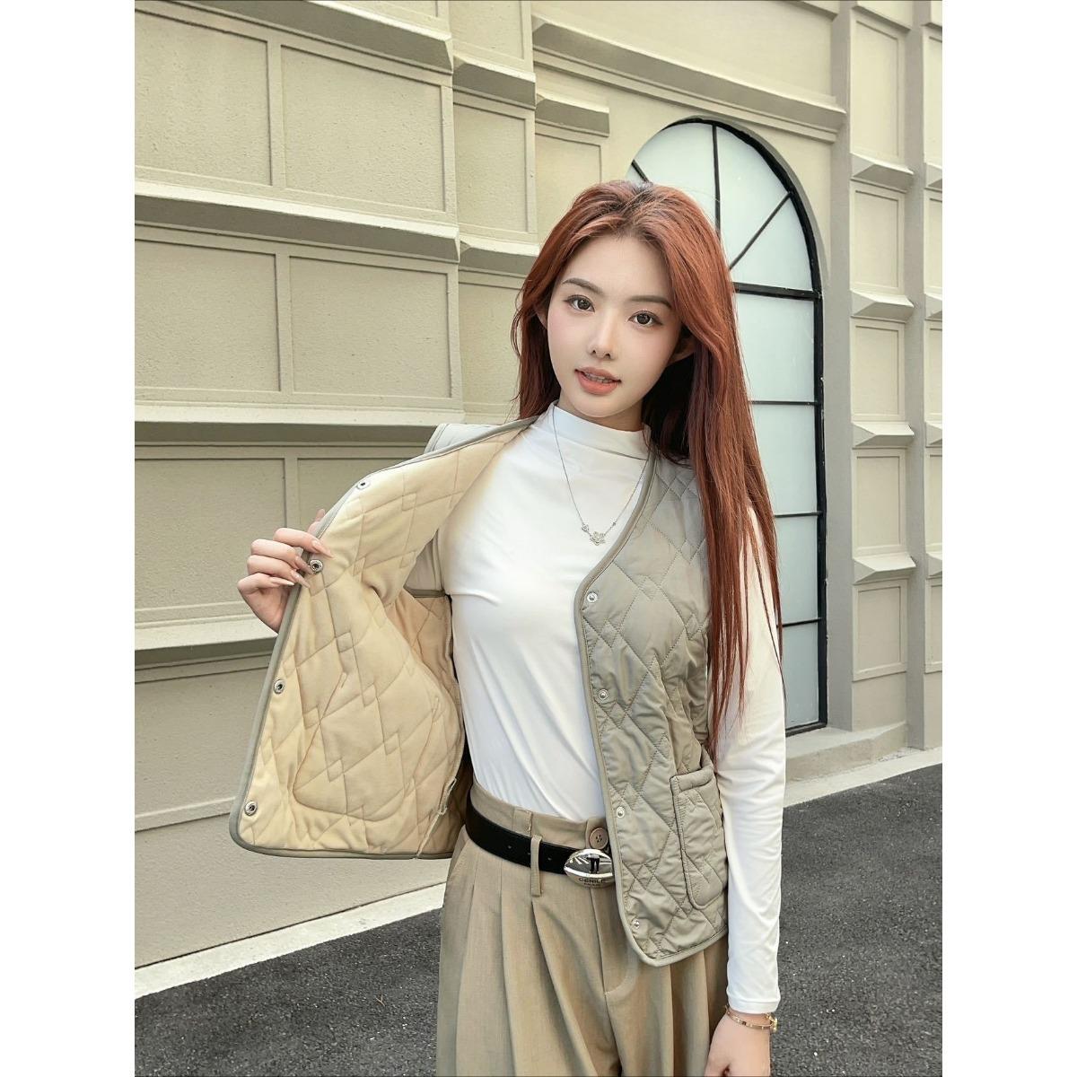 

Высококачественный стеганый жилет с пуговицами для осени и зимы, ветрозащитный, холодостойкий, теплый жилет для женского повседневного спортивного жилета L зелёный