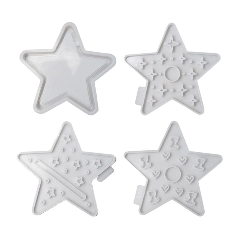 Set of 4 Star Candle Holder Molds Small Light Moulds Silicone Texture for Handmade Decorations and Craft Enthusiasts