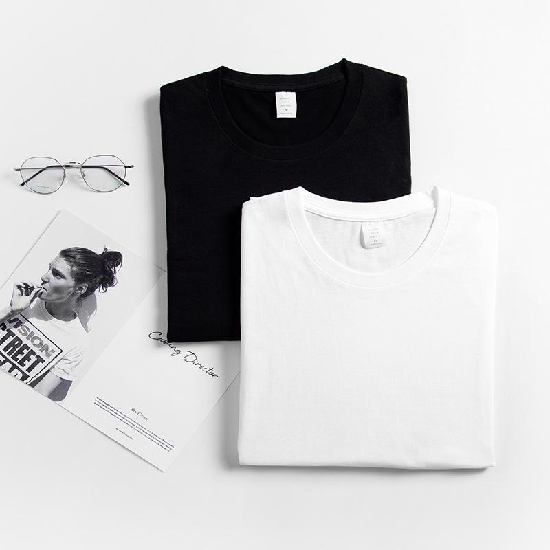 Heavyweight Cotton Long Sleeve T-Shirt Men Women Crew Neck White Tee 220gsm Blank Casual Basic Top