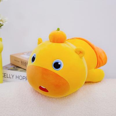 Cute Persimmon Lying On The Pose of Rulu Capy Guinea Pig Plush Toy Squinted Rag Doll To Send A Friend Birthday Gift To Hug Pillow