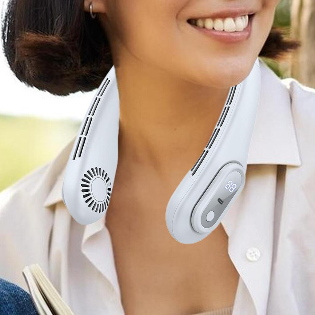 Ventilator portabil silențios fără frunze, ventilator de răcire pentru gât, ventilator de răcire cu aer pentru drumeții, birou, interior și exterior, camping