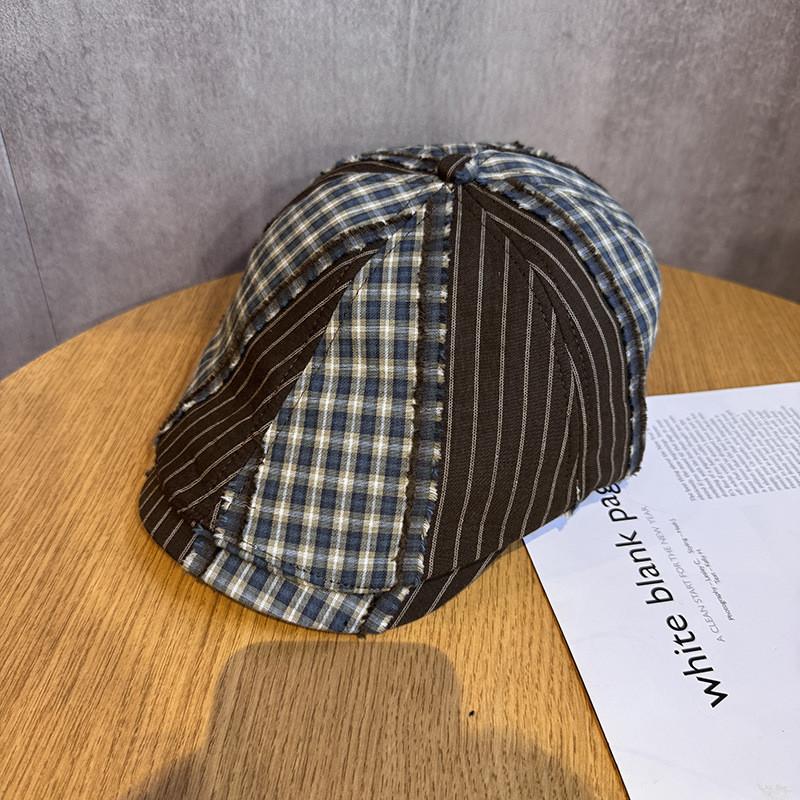 Retro Uk Patterned Beret Cap For Men And Women With Breathable Sunshade Cotton Summer Wear