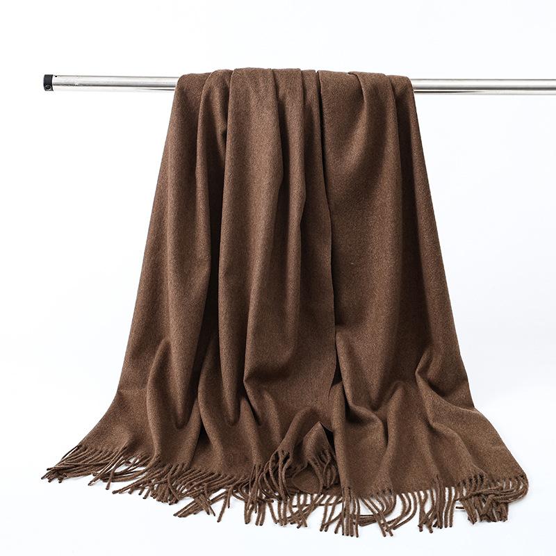 Wool Scarf Women's Winter Korean Style Thickened Warm Solid Color Scarf Shawl High End Versatile Cashmere Scarf