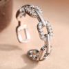 Huitan Zarter Damen Öffnungsring Kettenglied Design Modeaccessoires für Party Hochzeit Luxuriös Eingelegt CZ Vielseitiger Zirkon