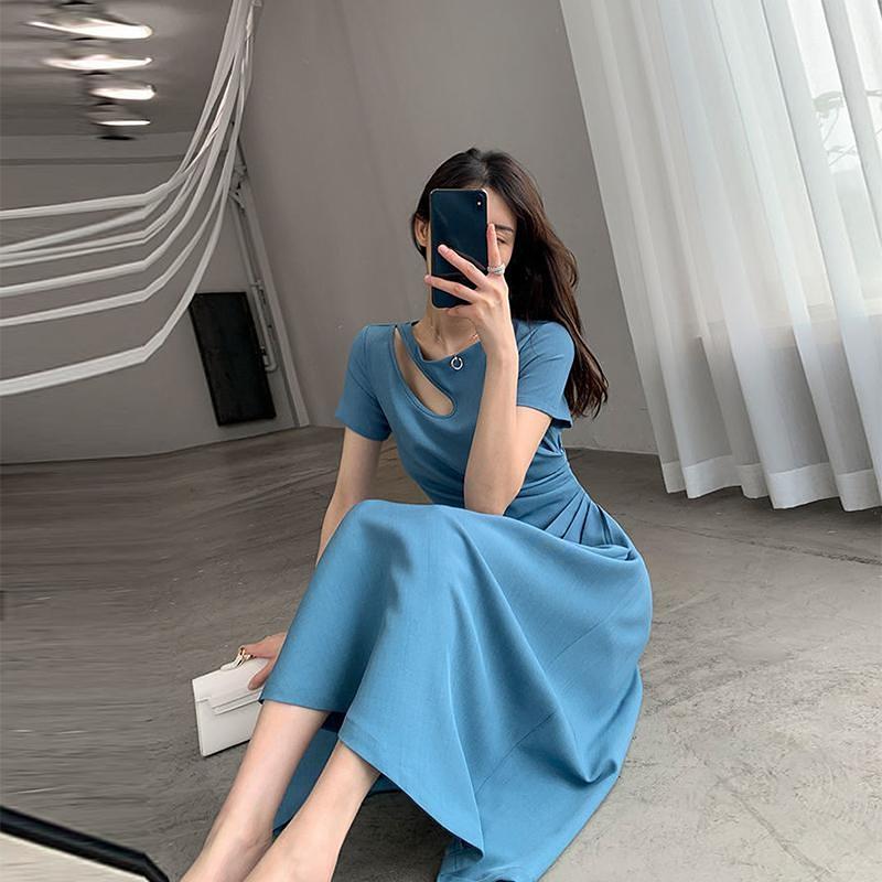 Slim Dress Women Summer French Sweet Fashion Waist Slimming Long Dress