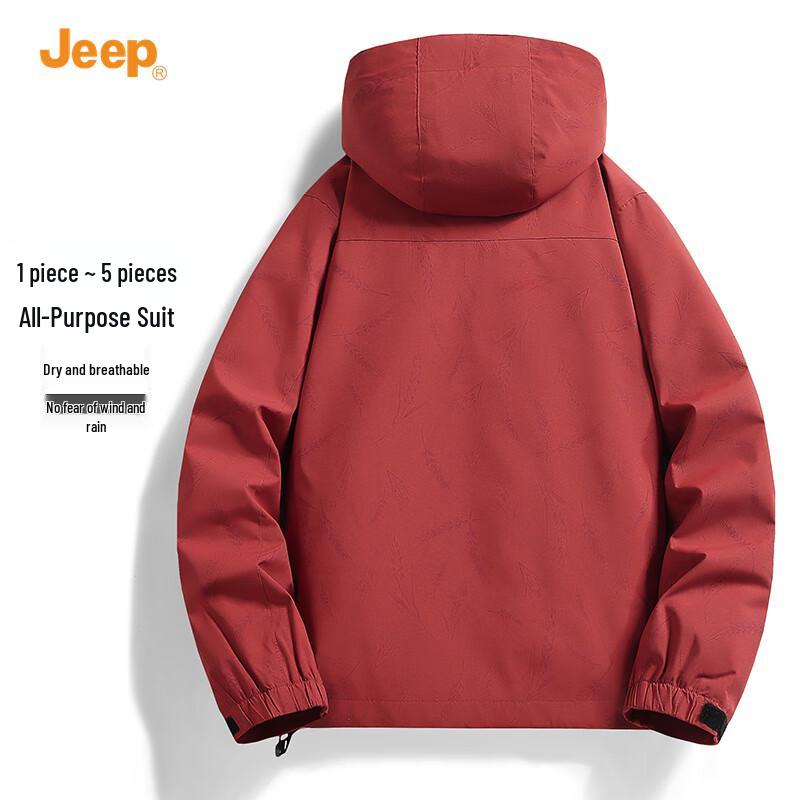 Jeep Men's 2025 Autumn Detachable Hood Outdoor Jacket