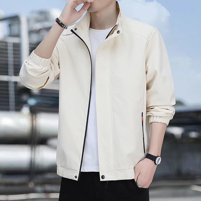 Men's Trendy Stand-up Collar Casual Jacket - Spring/Autumn 2024, Youth Thin, Plus Size.