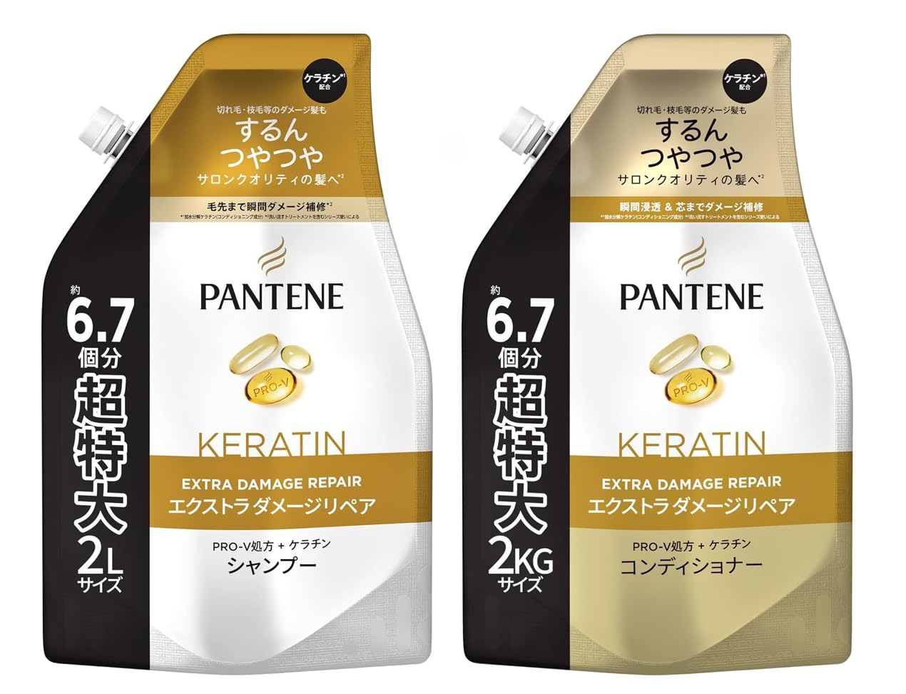 

Pantene Shampoo & Conditioner Set, 2kg, Large Capacity Refill, Extra Damage Repair