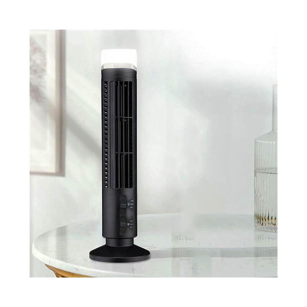 Tragbarer Luftkühler Ventilator, Stromlinienförmiger Turmventilator mit LED, Starker Wind, Platzsparend, USB-Schnittstelle Schwarz