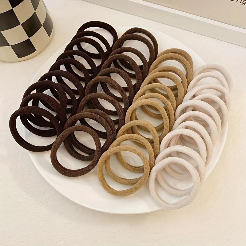 50/100ks Boho Bezešvé Elastické Gumičky do Vlasů - Silné Pohodlné & Odolné Držadla na Culík pro Ženy - Jednobarevné Vlasové Doplňky
