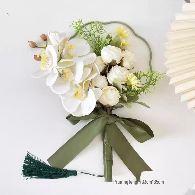 Bridal Folding Fan & Bouquet: Perfect for Registration, Engagement, Morning Robe, Chinese Wedding Dress, and Photos.