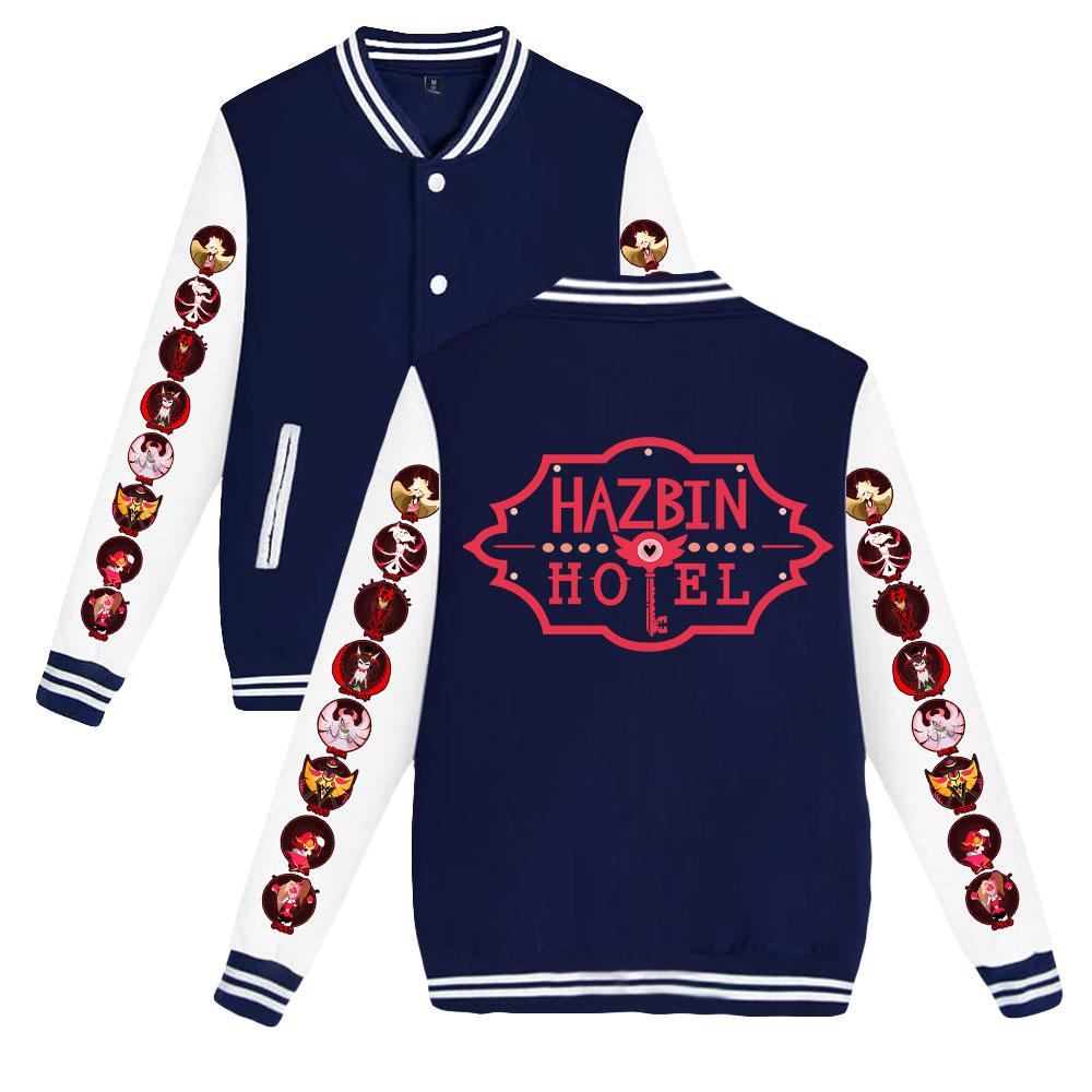 Women Men's Jackets Hazbin Hotel Baseball Jacket Oversize Outerwear for College Couples Clothing Costume