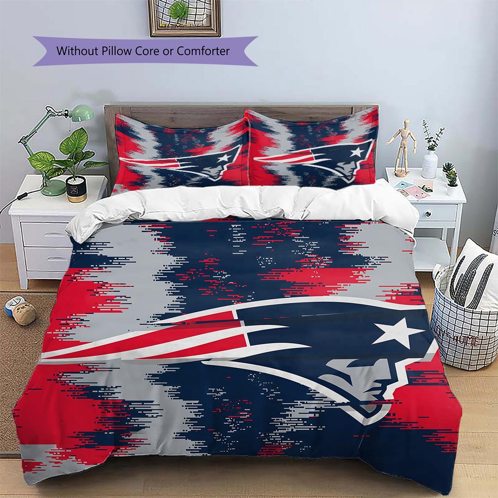New England Patriots Pattern Bedding Quilt Set Home Decoration Gift (1 * Duvet Cover + 2 * Pillowcase Without Core)