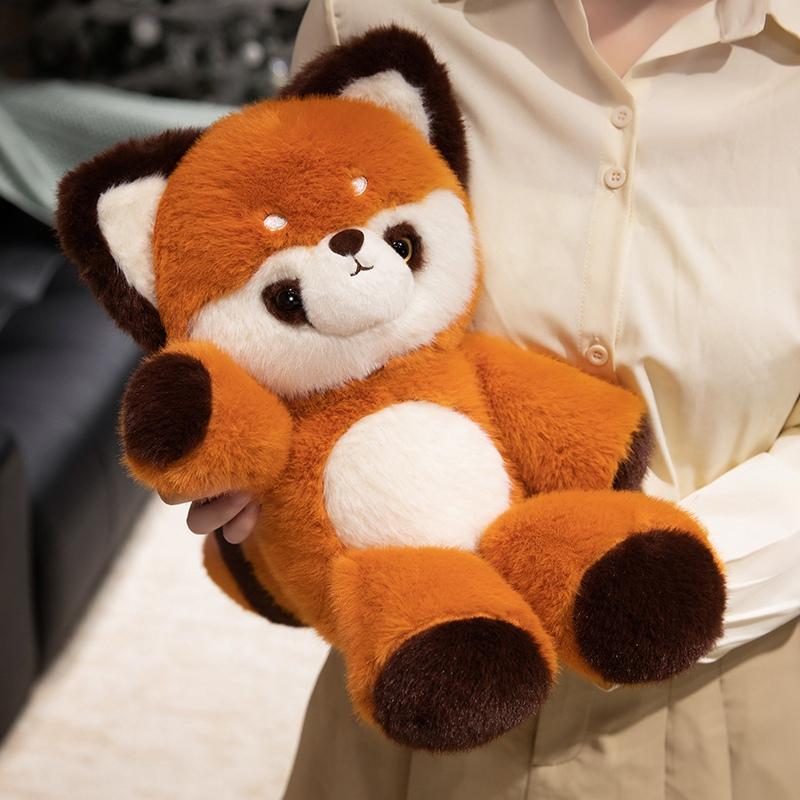 Gentle Raccoon Cat Plush Playthings Comfortable Fluffy Cartoon Red Panda Kitten Doll Warm Hugging Animal Doll Cuddly Present