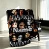 Coperta Personalizzata con Nome Damon Salvatore, Decorazione per la Casa, Camera da Letto, Divano, Campeggio, Divano, Regali per Compleanno Natale