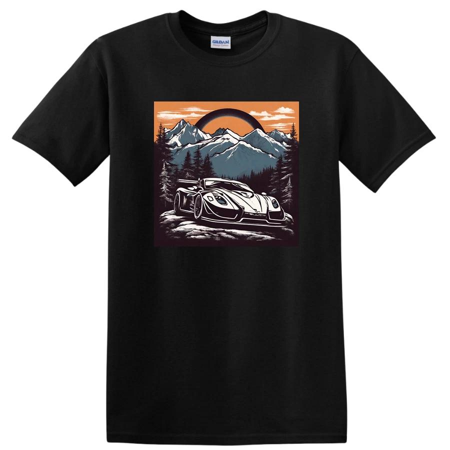 Racing Car Mountain View Adventure T Shirt Graphic Tee Nature Landscape Design XS