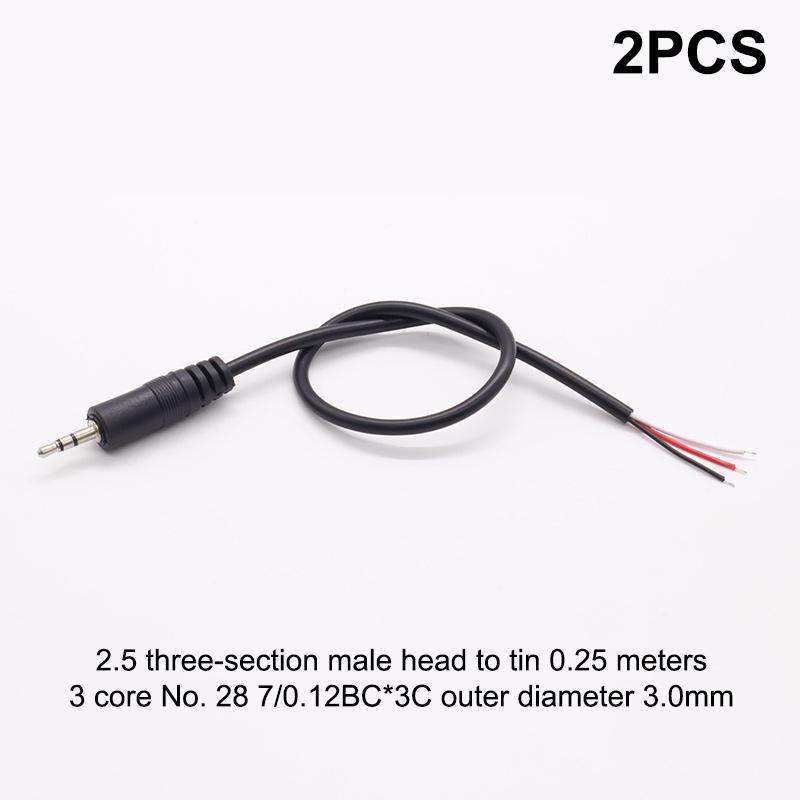 2Pcs 2.5Mm 3.5Mm 1/8'' Mono Stereo Male Female Plug Jack Connector 2/3/4Pin Aux Extension Wire Diy Audio Earphone Mic Repair