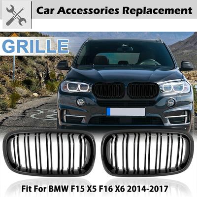 Rima amortecedor dianteiro grade de rim preto brilhante dupla grill peça substituição acessórios do carro apto para bmw f15 x5 f16 x6