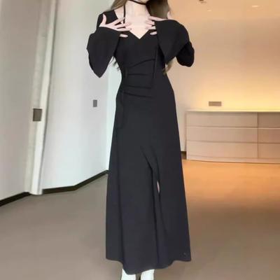 Robe moulante au début de l'automne, vêtements d'automne pour femmes, nouvelle fente française, amincissement de la taille, jupe longue pour femmes