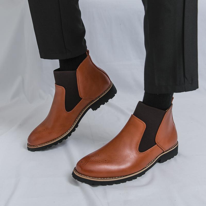 Fashion Autumn Winter Business Men Ankle Boots European American Casual Light Comfortable Brand Chelsea Boots Social Boots Size 38-46
