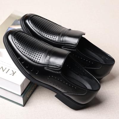 Leather Shoes Men Slip On Hole Summer Luxury Business Men Dress Office Shoes High Quality Elegant Men Party Wedding Footwear