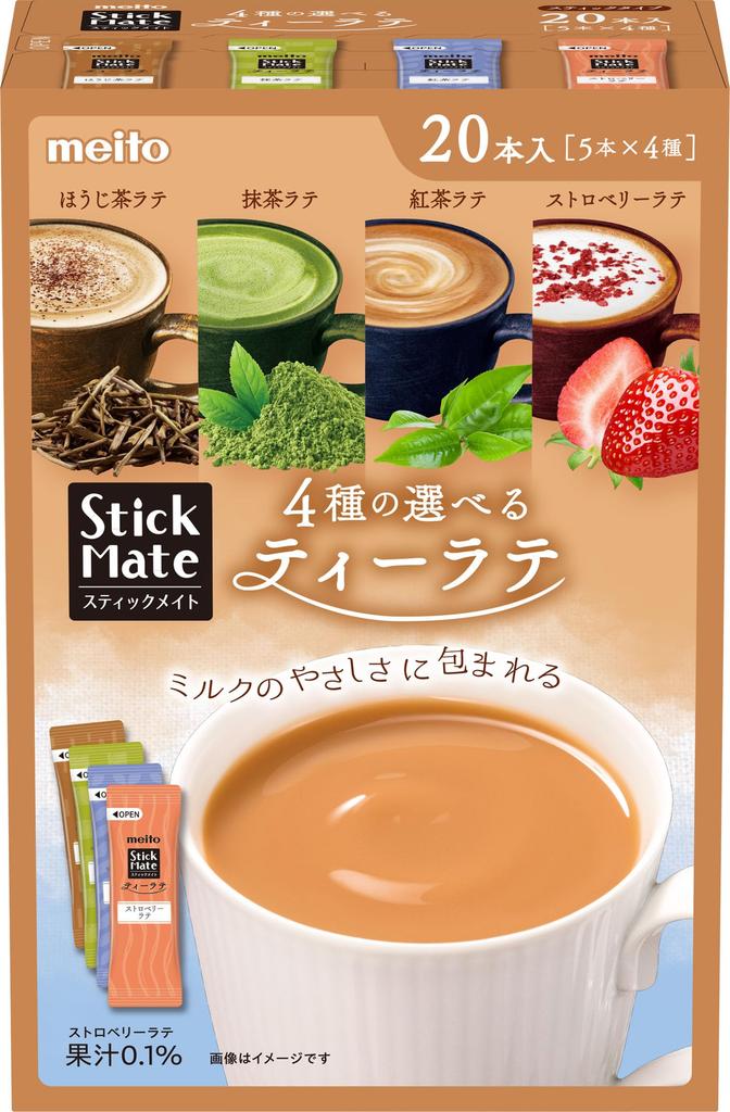 Meito Sangyo Stick Mate Tea Latte Assortment, 20 packs x 3