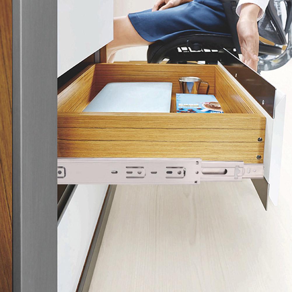 12 -18 Stainless Steel Drawer Slide Rail 3 Section Glide Device Furniture(12 undamped)
