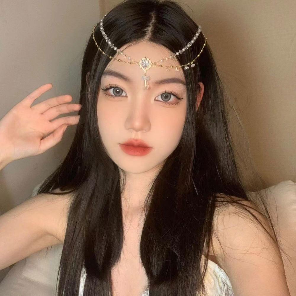 Fairy Lolita Headpiece Luxurious Bridal Forehead Chain Wedding Hair Accessories Exclusive Rhinestone Headband For Hanfu Dress
