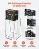 Tennis Ball Hopper, Holds 80 Tennis Balls, Pickleball Basket Cart with Wheels for Easy Pick Up, Portable Pickleball Collection Caddy with Heavy-Duty