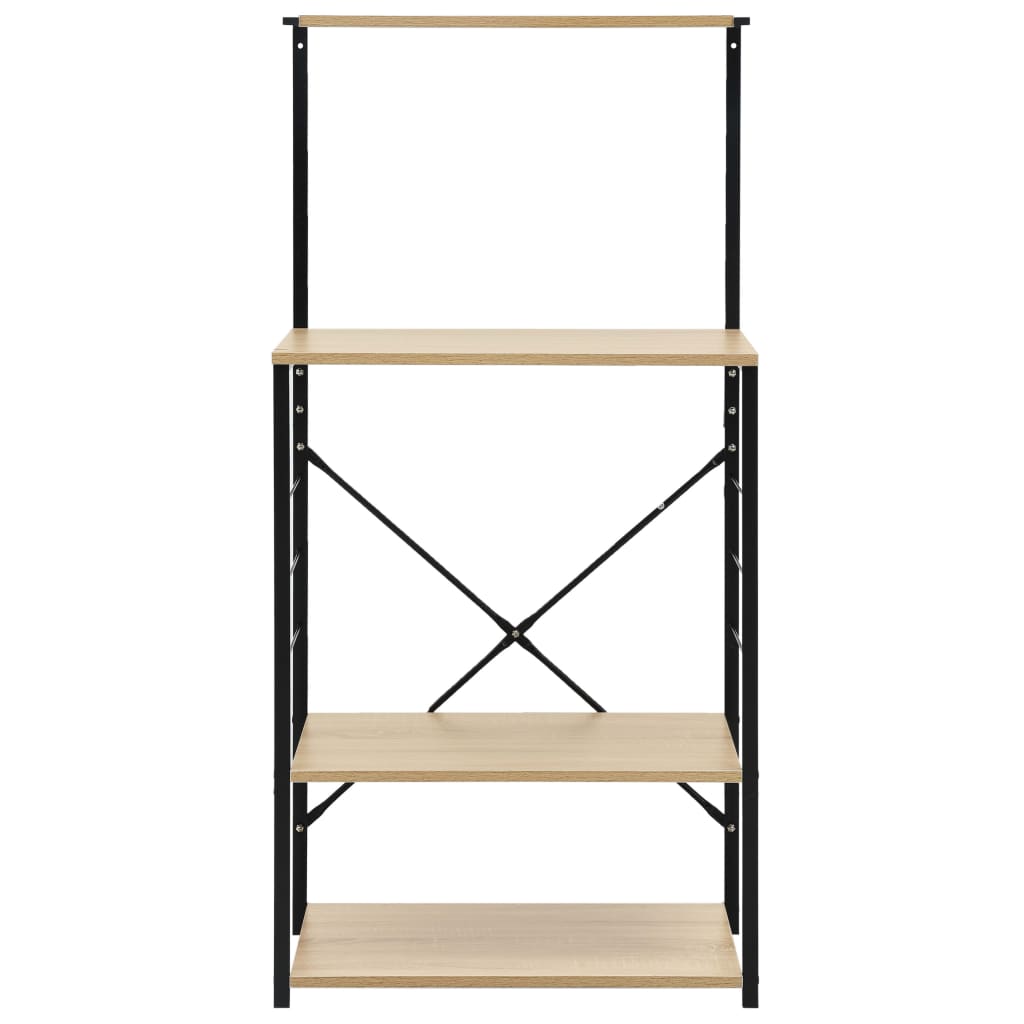 Microwave Shelf Black and Oak Finish 60 x 39.6 x 123 cm Engineered Wood