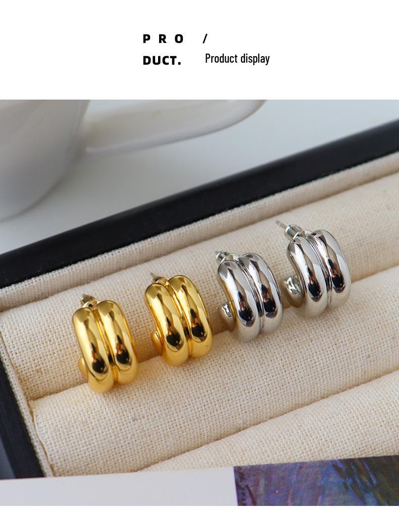 Chic C-Shaped Earrings: Retro Luxe, Simple & Versatile European/American Design with 925 Silver
