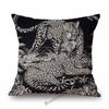Französischer Toile De Jouy Delfter blauer Flamingo-Vogel-Tiger-Königshof-Muster, eleganter dekorativer Sofa-Kissenbezug, Kissenbezug