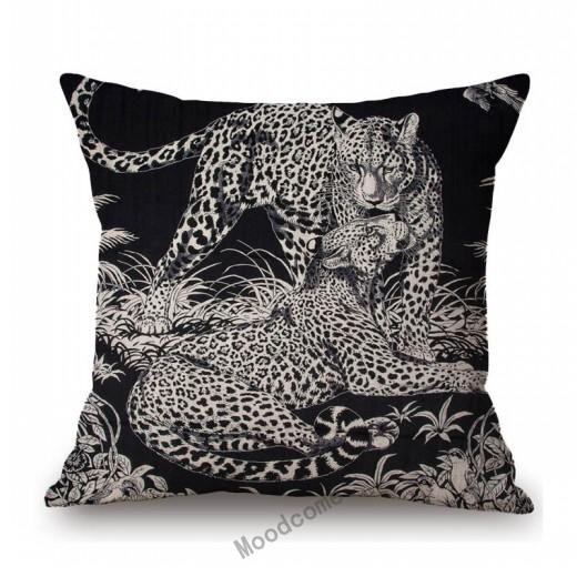 Französischer Toile De Jouy Delfter blauer Flamingo-Vogel-Tiger-Königshof-Muster, eleganter dekorativer Sofa-Kissenbezug, Kissenbezug