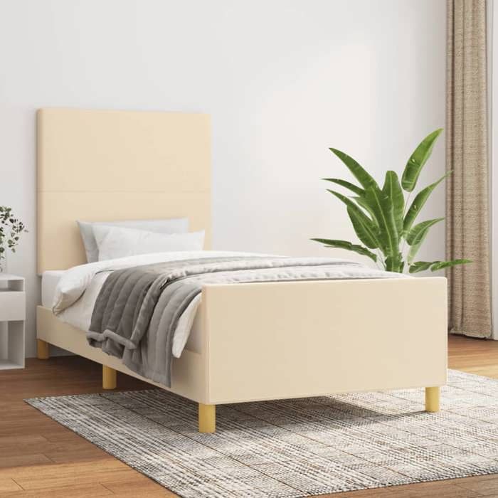 VidaXL Bed Frame with Headboard Cream 80x200 Cm Fabric3124852