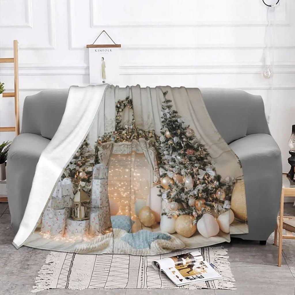 Vintergod julegave Natale Navidad Strikkede tepper Fleece nordisk julenisse nyttår Mykt plaggeteppe til sofaseng