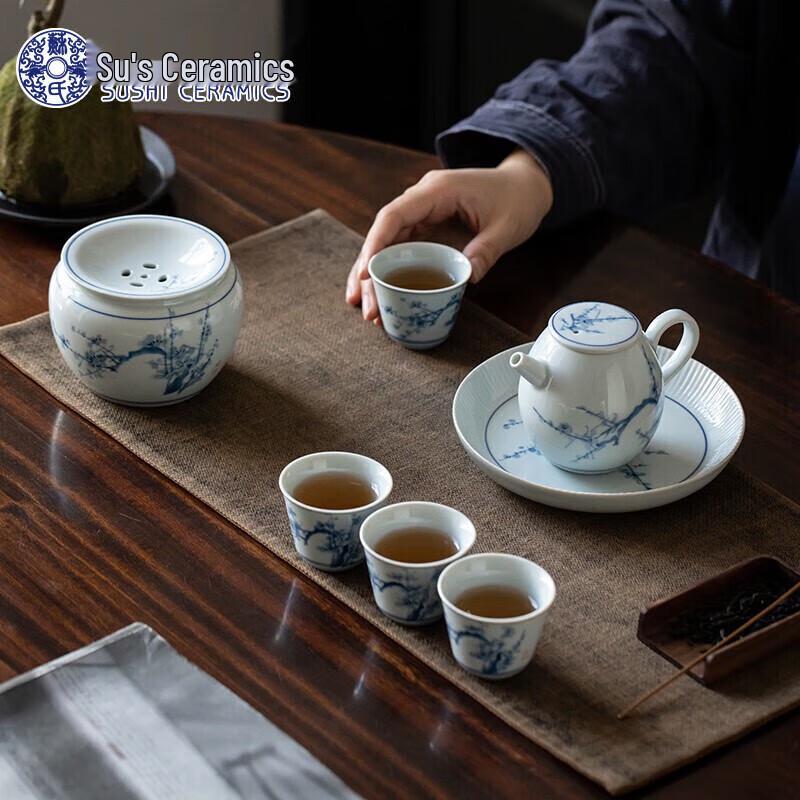 

Sushih Ручная роспись Сине-белая сливовая ветка Набор для чайной церемонии Гунфу