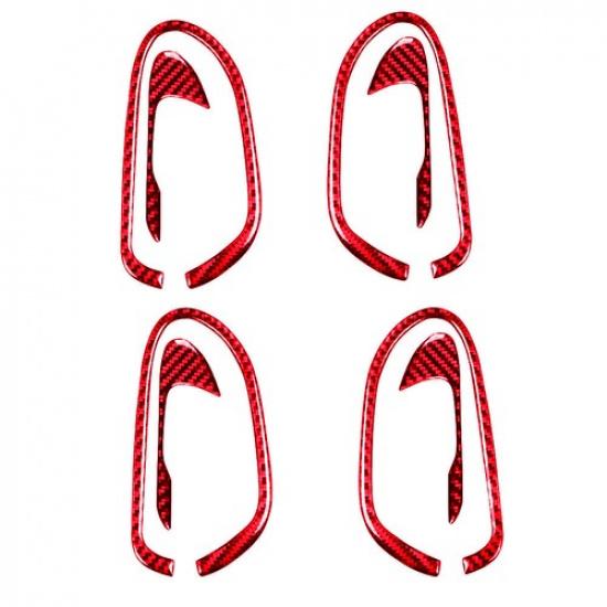 8Pcs For Honda Civic 2006-11 Carbon Fiber Interior Door Handle Frame Cover Trim