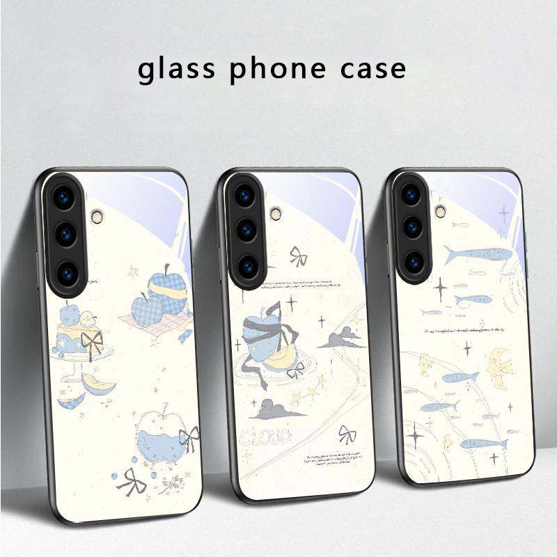 Fresh and Healing Breeze For Samsung Galaxy S20 S21 S22 S23 Plus S24 FE S25 Ultra S26 Edge S25+ S20+ S22+ Black Glass Phone Case