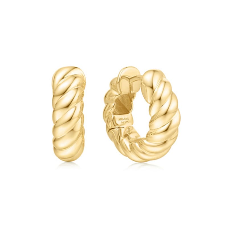 

ANIA HAIE Bold Texture Medium Hoop 925 Silver Ring Earrings E063-07G single type