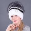 Autumn and Winter Women's Rabbit Fur Cap Casual Warm Ear Protection Knitted Caps