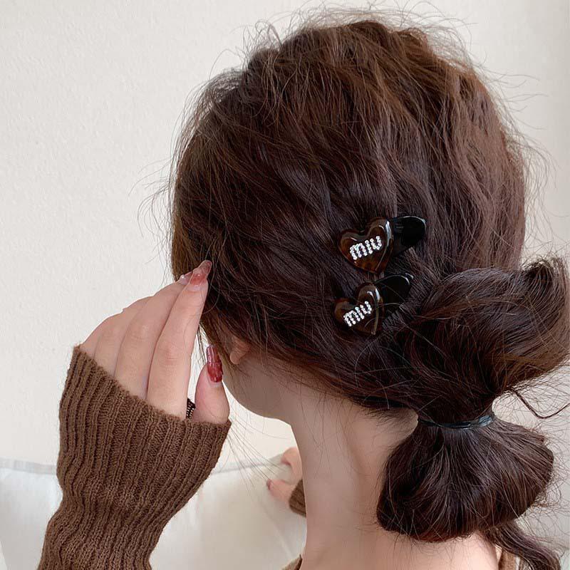 Celebrity Acetate Rhinestone Love Letter Hairpin - Exquisite Duckbill Clip for Women