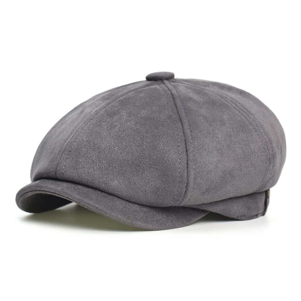 Autumn Winter Warm Faux Leather Cap Newsboy Cap Hat Men Women Casual Beret Solid Cap Flat Caps Vintage Hats