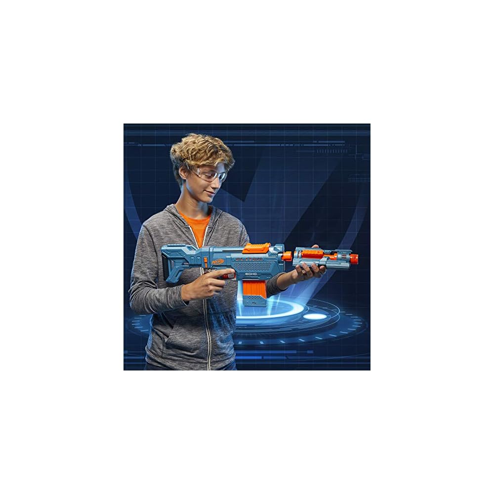 Hasbro Nerf Elite 2.0 Echo CS-10 Manual Blaster with 24 Darts and Clip, Removable Stock and Barrel, Outdoor Toy