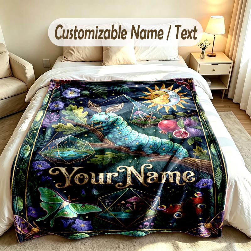 Blumengarten Thema Weiche Decke Personalisierter Benutzerdefinierter Name Text Druck Warme Decke Zuhause Sofa Schlafzimmer Dekor