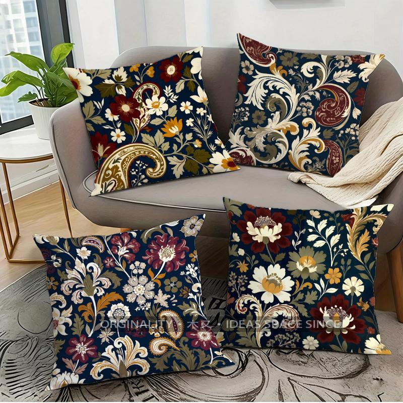 Vintage Floral Paisley Pillow Covers Pattern Cushion Cover Suitable for Sofa Bedroom Car Pillow Cover
